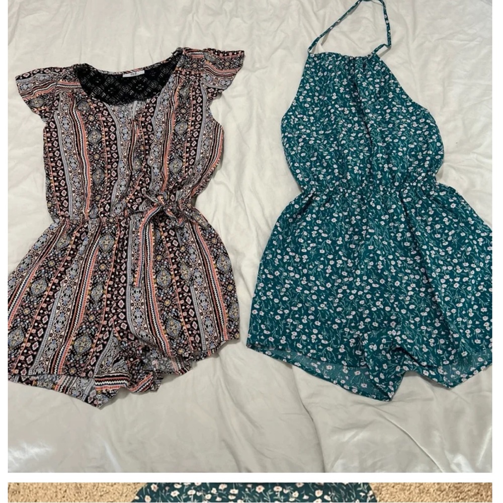 Patterned and Floral Romper Set